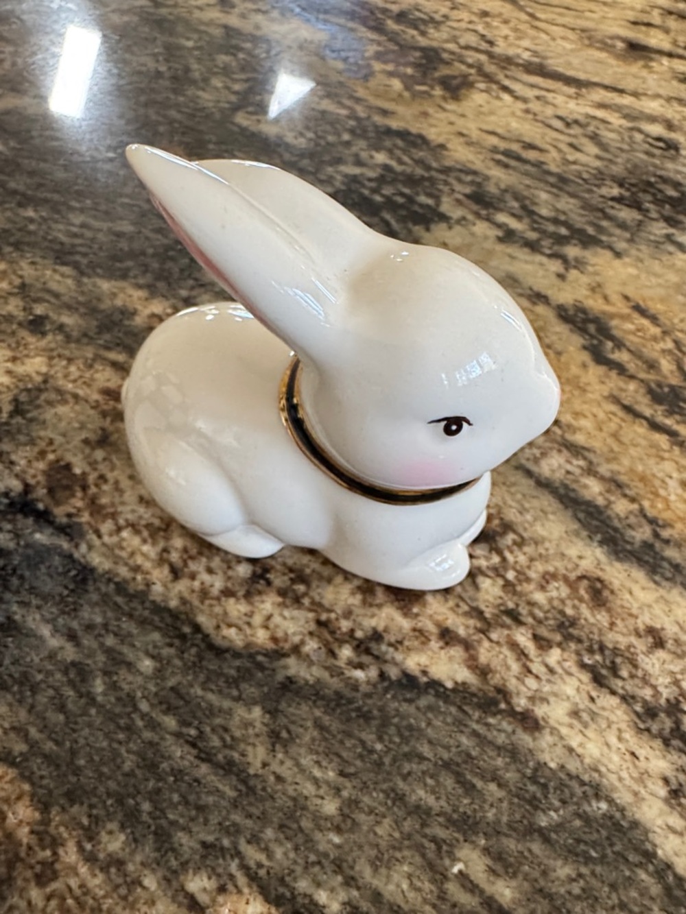 Mackenzie Childs Toothpick Egg with Pink Interior and White Bunny Figurine - Picture 3 of 5